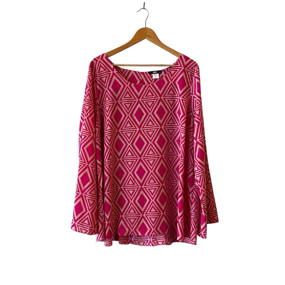 ING Collection Boat Neck Printed Pink Blouse 3X NWT